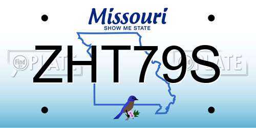 ZHT79S Missouri License Plate