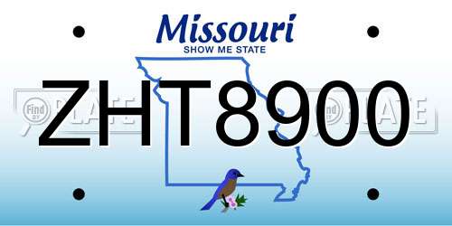 ZHT8900 Missouri License Plate