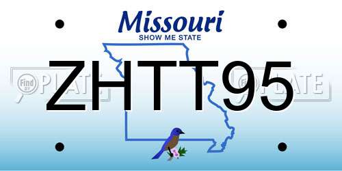 ZHTT95 Missouri License Plate