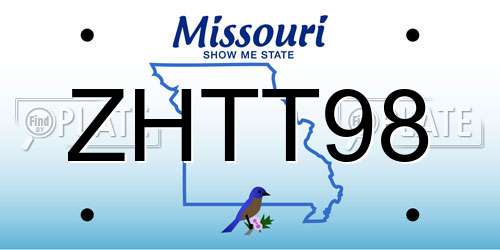 ZHTT98 Missouri License Plate