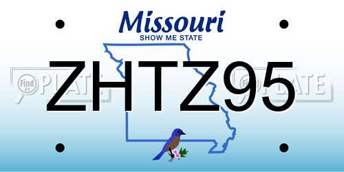 ZHTZ95 Missouri License Plate