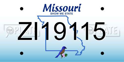 ZI19115 Missouri License Plate