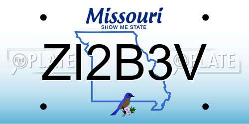 ZI2B3V Missouri License Plate