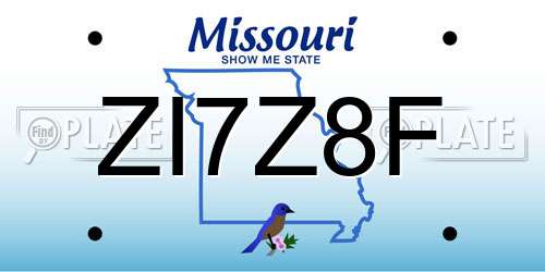 ZI7Z8F Missouri License Plate