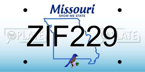 ZIF229 Missouri License Plate