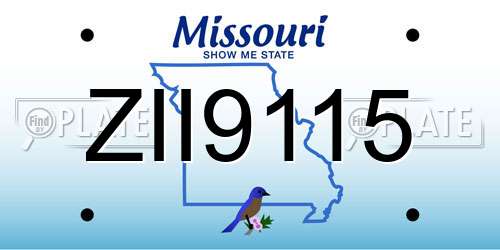 ZII9115 Missouri License Plate
