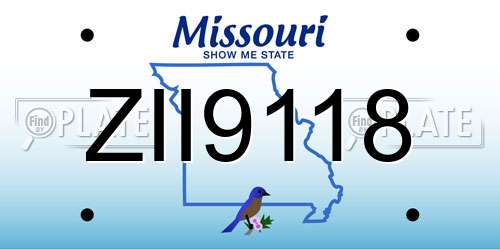 ZII9118 Missouri License Plate