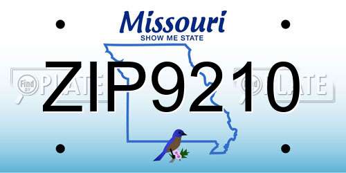 ZIP9210 Missouri License Plate