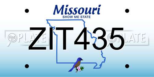 ZIT435 Missouri License Plate