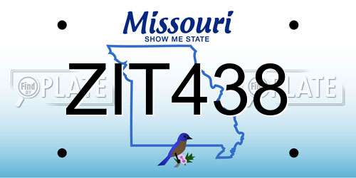 ZIT438 Missouri License Plate