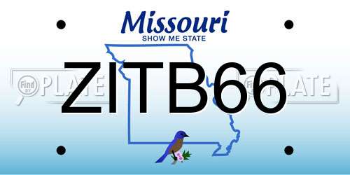 ZITB66 Missouri License Plate