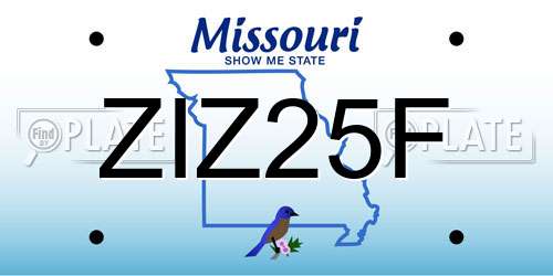 ZIZ25F Missouri License Plate