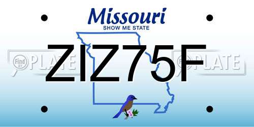 ZIZ75F Missouri License Plate