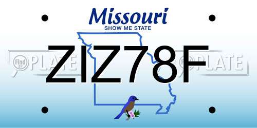 ZIZ78F Missouri License Plate