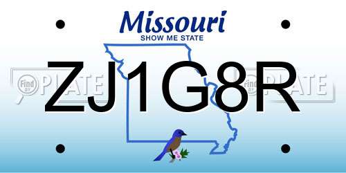 ZJ1G8R Missouri License Plate