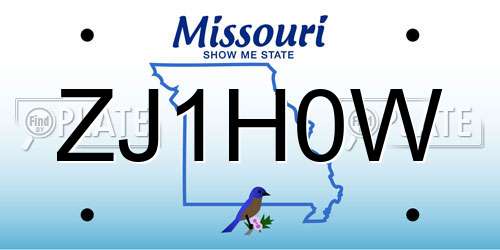 ZJ1H0W Missouri License Plate