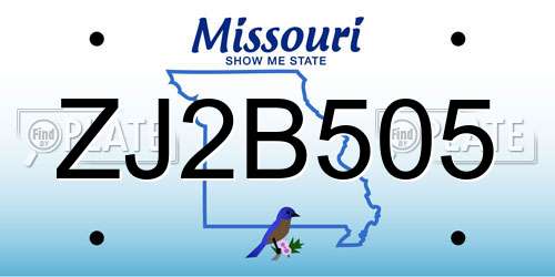 ZJ2B505 Missouri License Plate