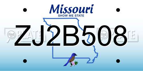 ZJ2B508 Missouri License Plate