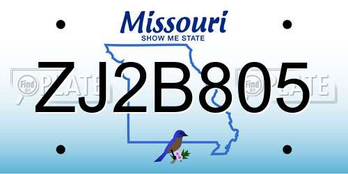ZJ2B805 Missouri License Plate