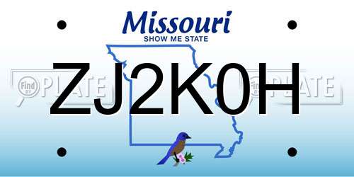 ZJ2K0H Missouri License Plate