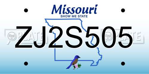 ZJ2S505 Missouri License Plate
