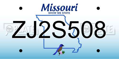 ZJ2S508 Missouri License Plate