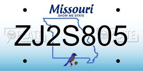 ZJ2S805 Missouri License Plate