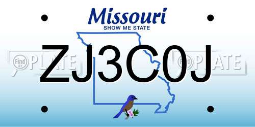 ZJ3C0J Missouri License Plate