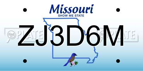 ZJ3D6M Missouri License Plate