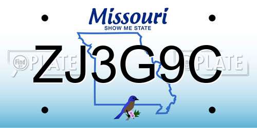 ZJ3G9C Missouri License Plate