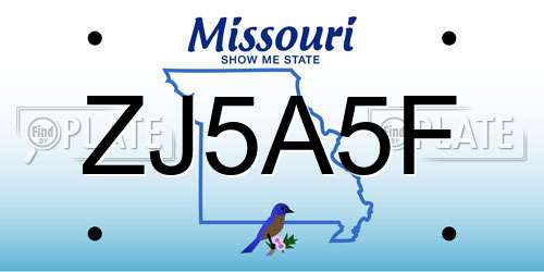 ZJ5A5F Missouri License Plate