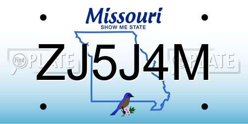 ZJ5J4M Missouri License Plate