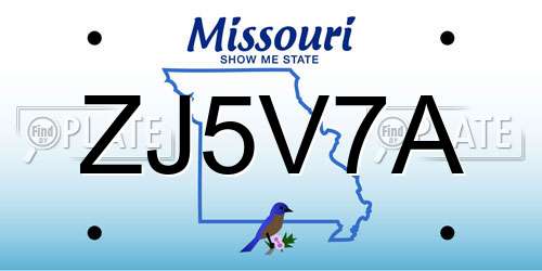 ZJ5V7A Missouri License Plate