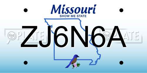 ZJ6N6A Missouri License Plate