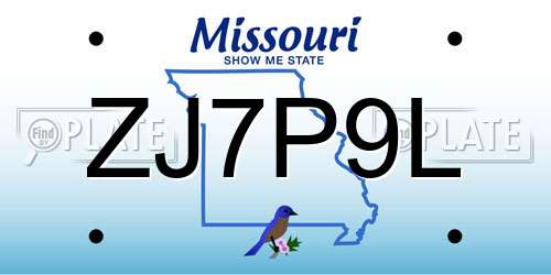 ZJ7P9L Missouri License Plate