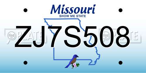 ZJ7S508 Missouri License Plate