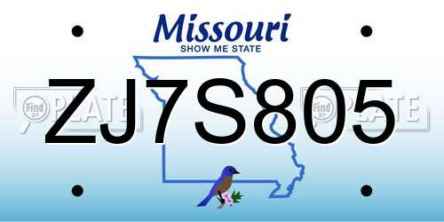 ZJ7S805 Missouri License Plate