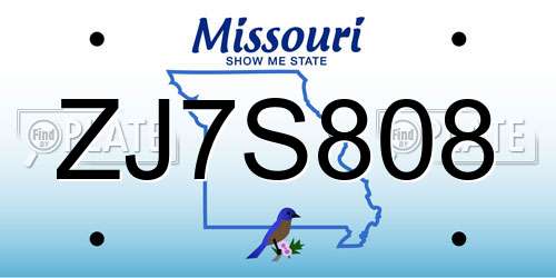 ZJ7S808 Missouri License Plate