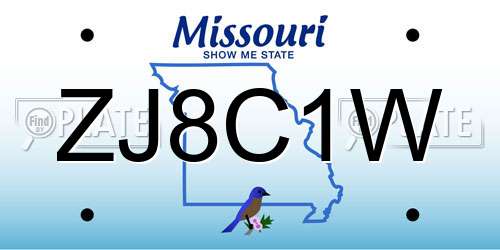 ZJ8C1W Missouri License Plate