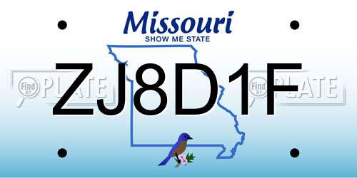 ZJ8D1F Missouri License Plate