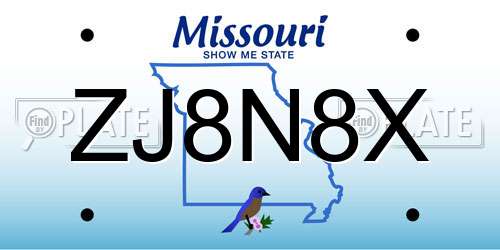 ZJ8N8X Missouri License Plate