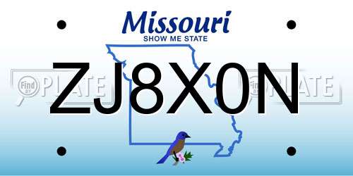 ZJ8X0N Missouri License Plate