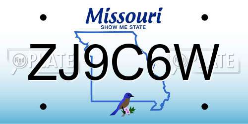 ZJ9C6W Missouri License Plate