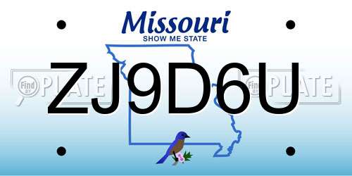 ZJ9D6U Missouri License Plate
