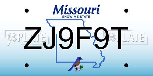 ZJ9F9T Missouri License Plate