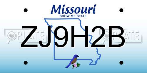ZJ9H2B Missouri License Plate