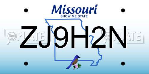 ZJ9H2N Missouri License Plate