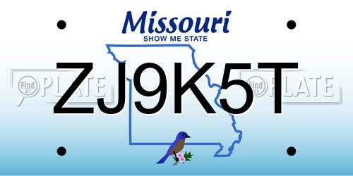 ZJ9K5T Missouri License Plate