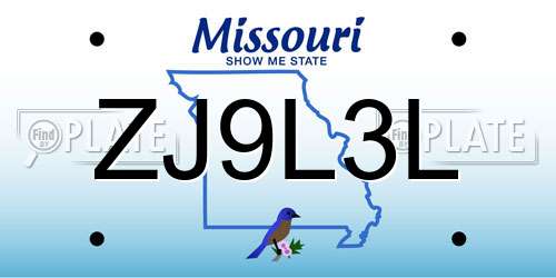 ZJ9L3L Missouri License Plate