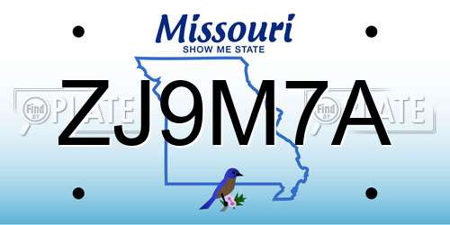 ZJ9M7A Missouri License Plate